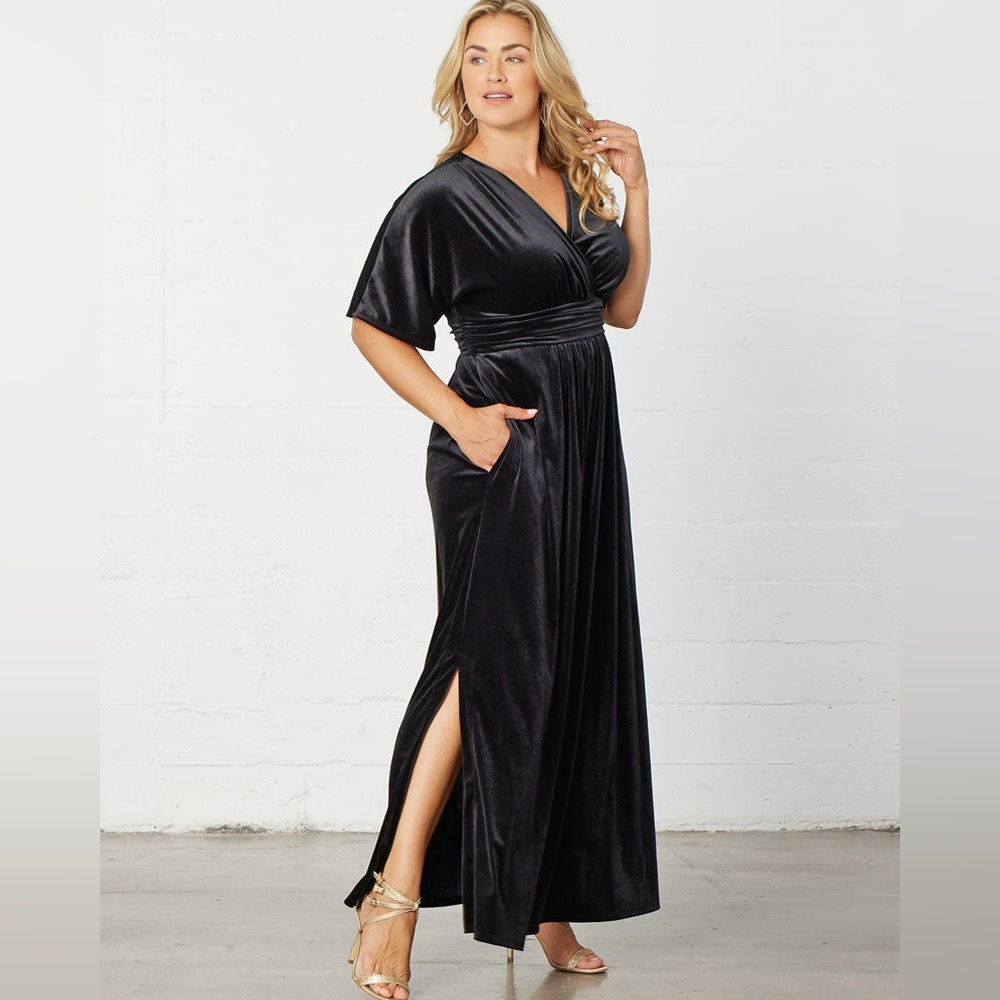Kiyonna Verona Velvet Evening Gown 1X NWT Black